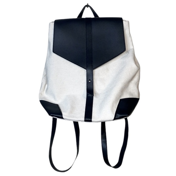 Deux Lux Handbags - Deux Lux Cream/Black Vegan Leather Canvas Backpack